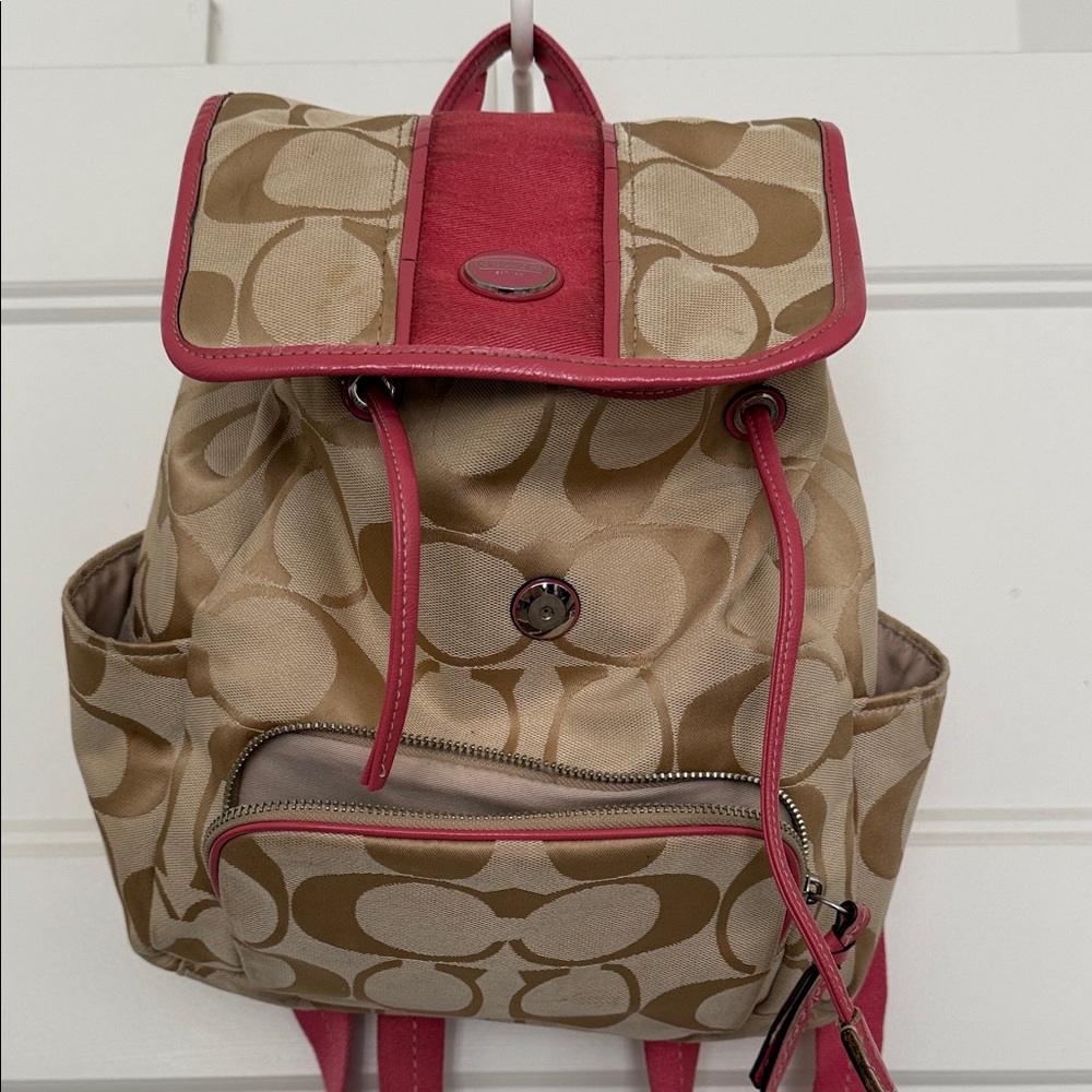Coach Beige and Red Women's Backpack